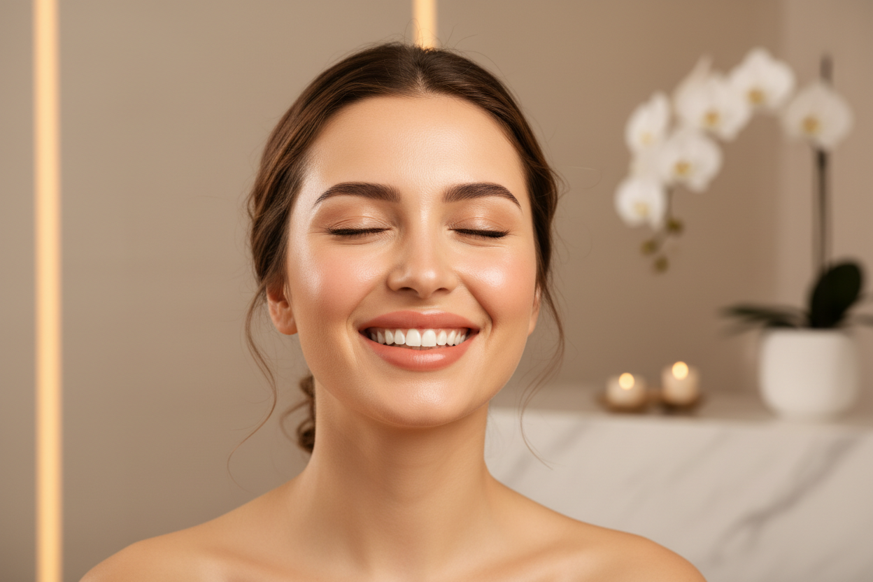 immagine di donna gioiosa perchè ha ritrovato una pelle più sana, luminosa, rigenerata